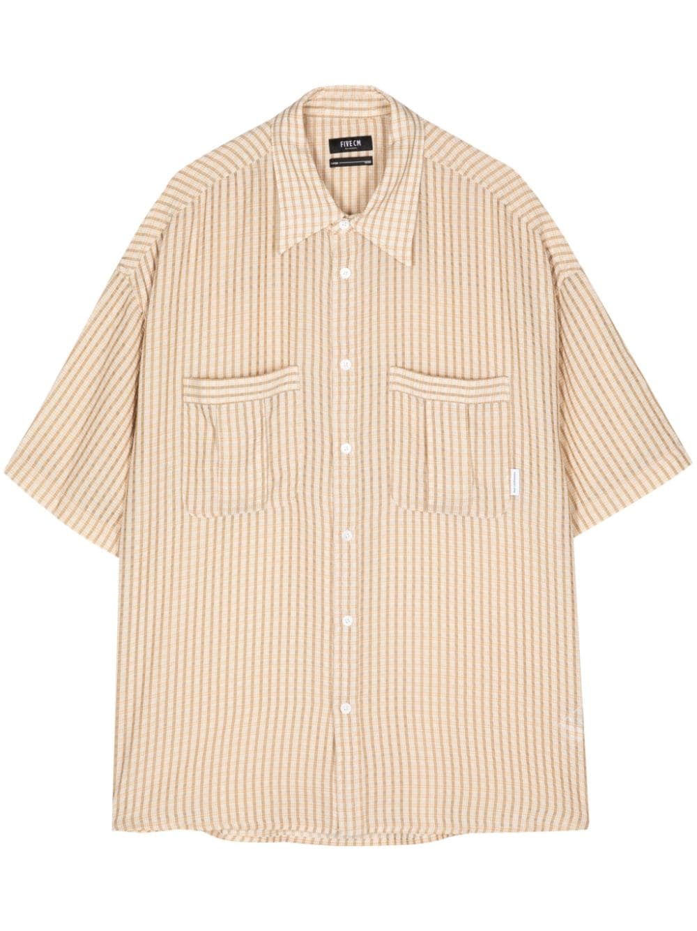 Five Cm Striped Short-sleeve Shirt In Neutrals