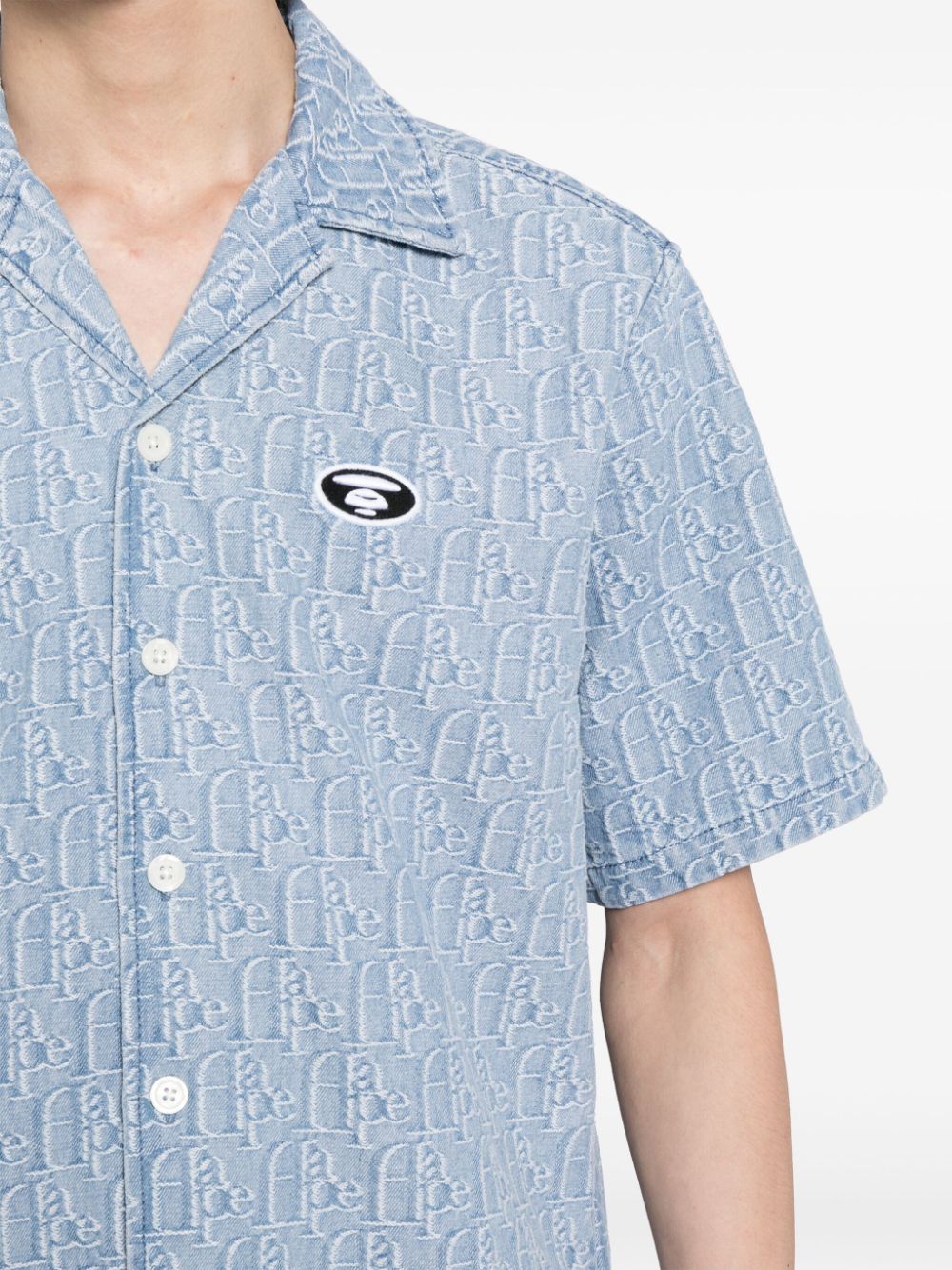 Shop Aape By A Bathing Ape Patterned Jacquard Shirt In Blue