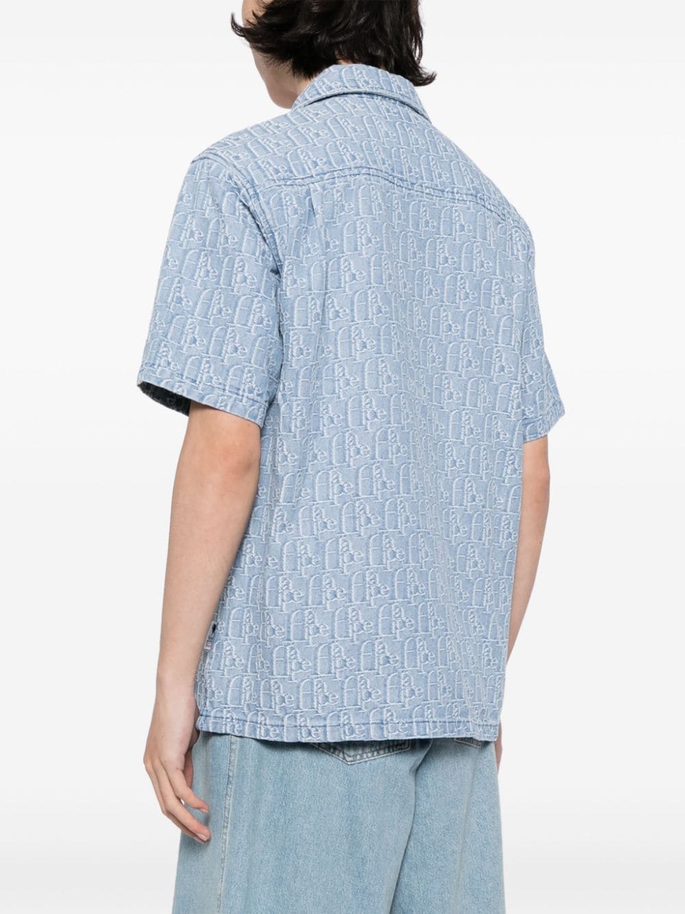 Shop Aape By A Bathing Ape Patterned Jacquard Shirt In Blue