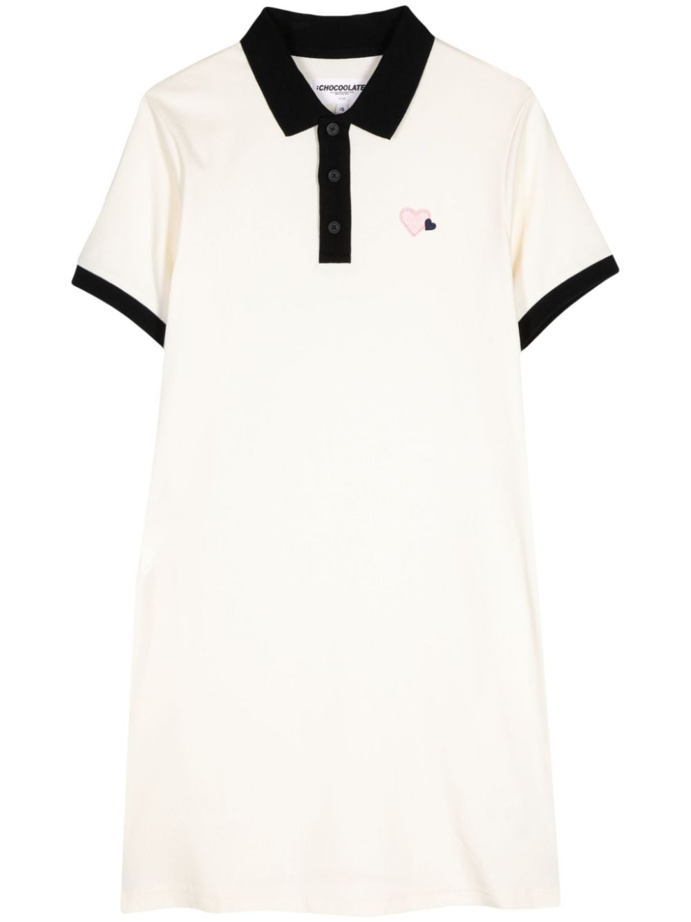 Chocoolate Contrasting-collar Polo Dress In White