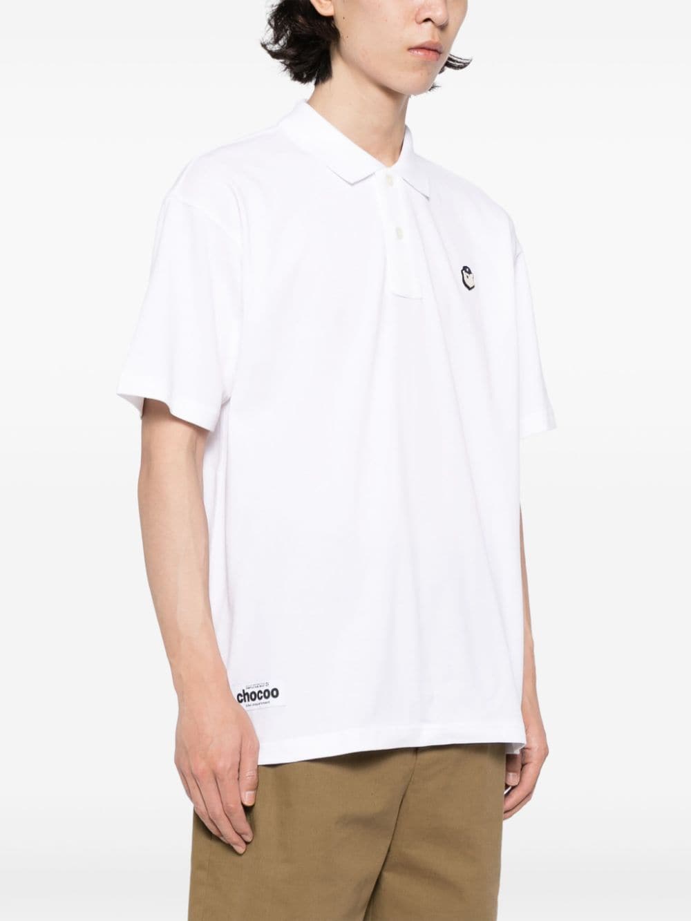 Shop Chocoolate Logo-embroidered Cotton Polo Shirt In 白色