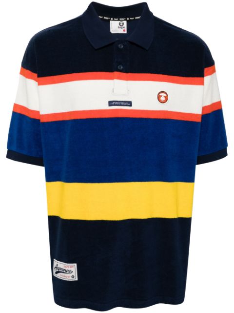 AAPE BY *A BATHING APE logo-patch striped polo shirt Men