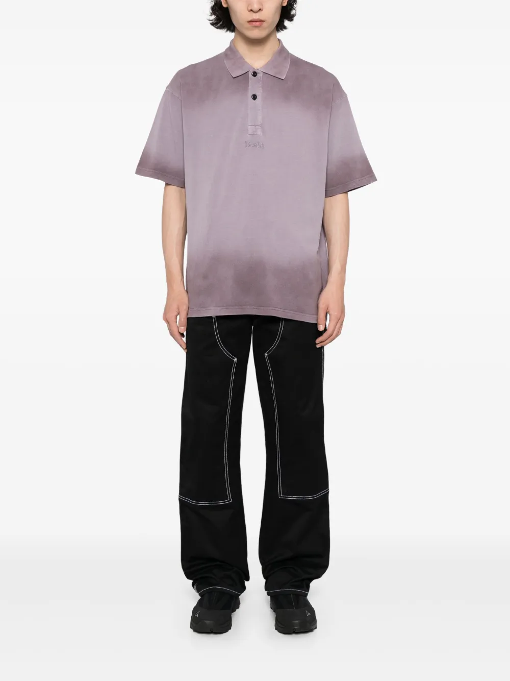 izzue Poloshirt met geborduurd logo - Paars