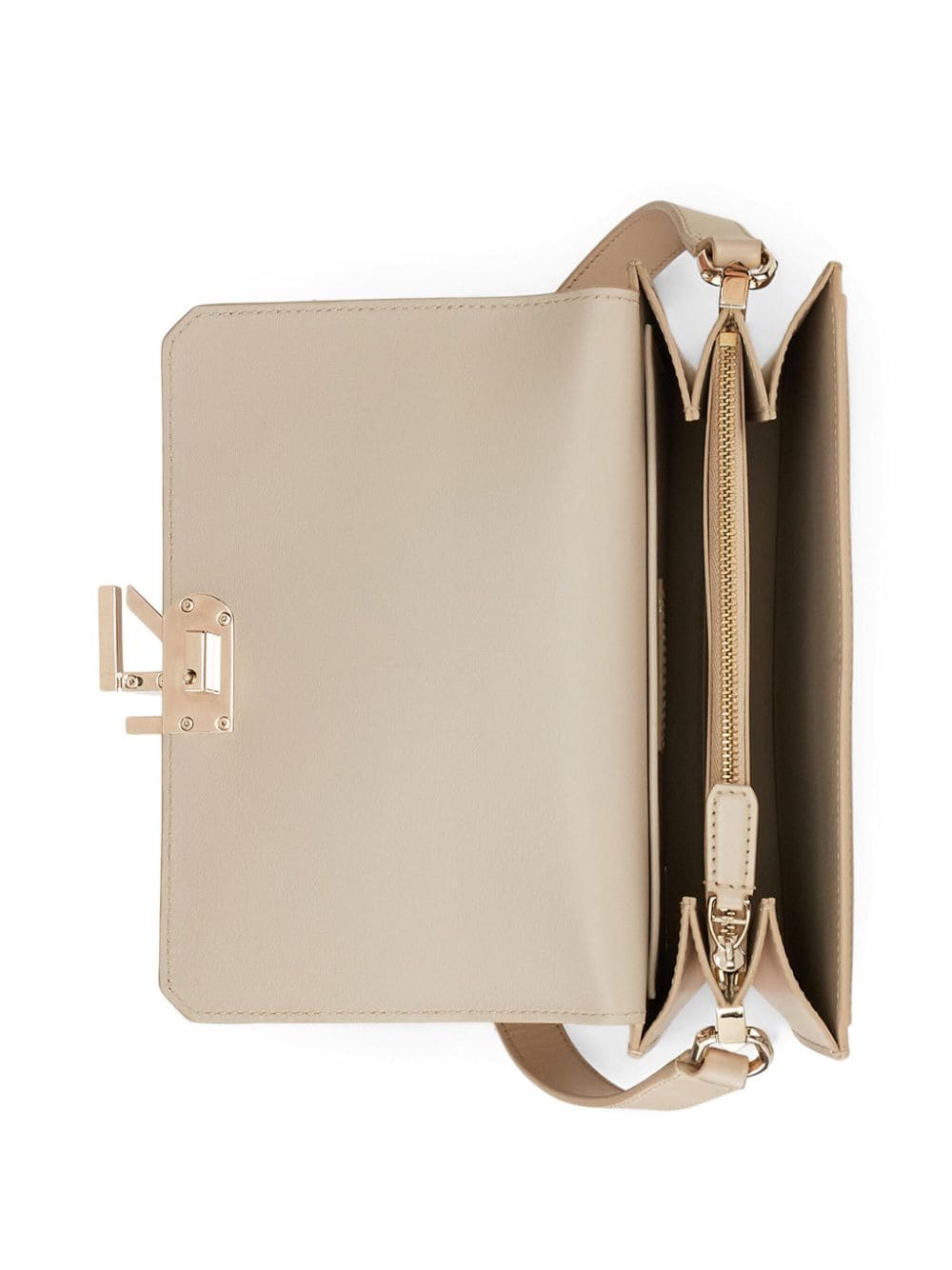 Shop Ralph Lauren Logo Hardware Leather Crossbody Bag In Neutrals