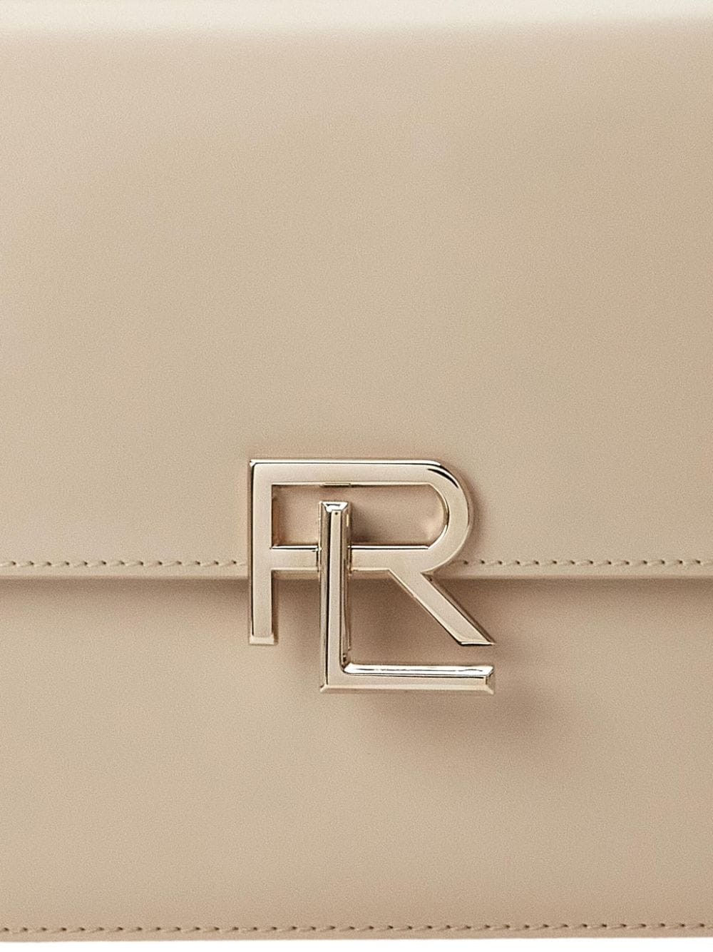 Shop Ralph Lauren Logo Hardware Leather Crossbody Bag In Neutrals