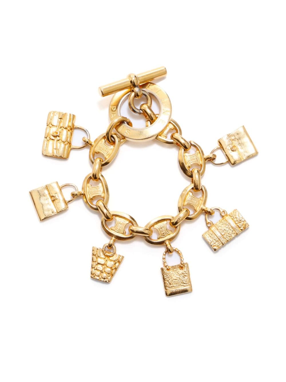 Pre-owned Celine Triomphe Charm Bracelet In Gold