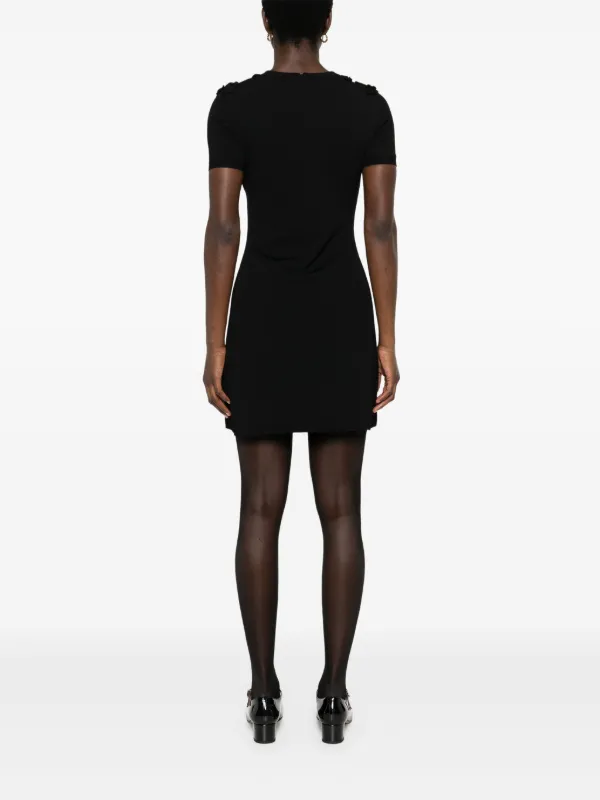 Valentino★素敵！Black Floral Cut-Out Detail Mini Dress Valentino Garavani Floral Sequined Bow-Neck Mini Dress