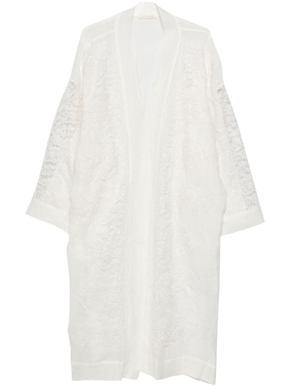 Maurizio Mykonos Lace-detail Long Coat In White