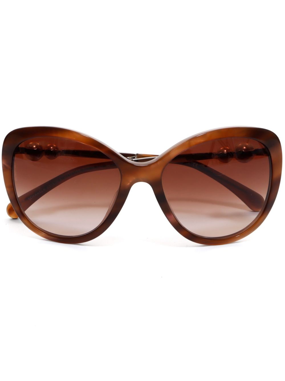 Pre-owned Chanel 2000s Faux-pearl Detailing Gradient Sunglasses In Brown