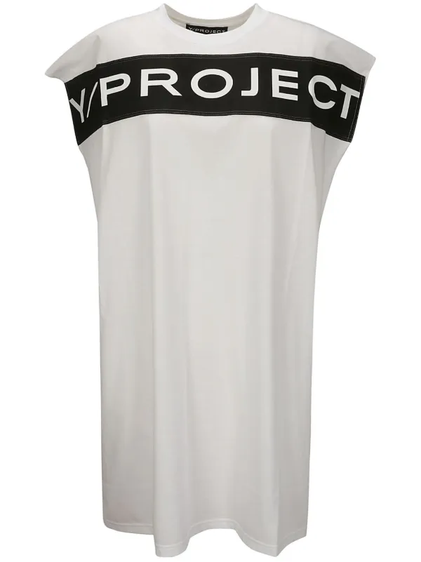 Y/Project Logo-print Cotton Dress in White