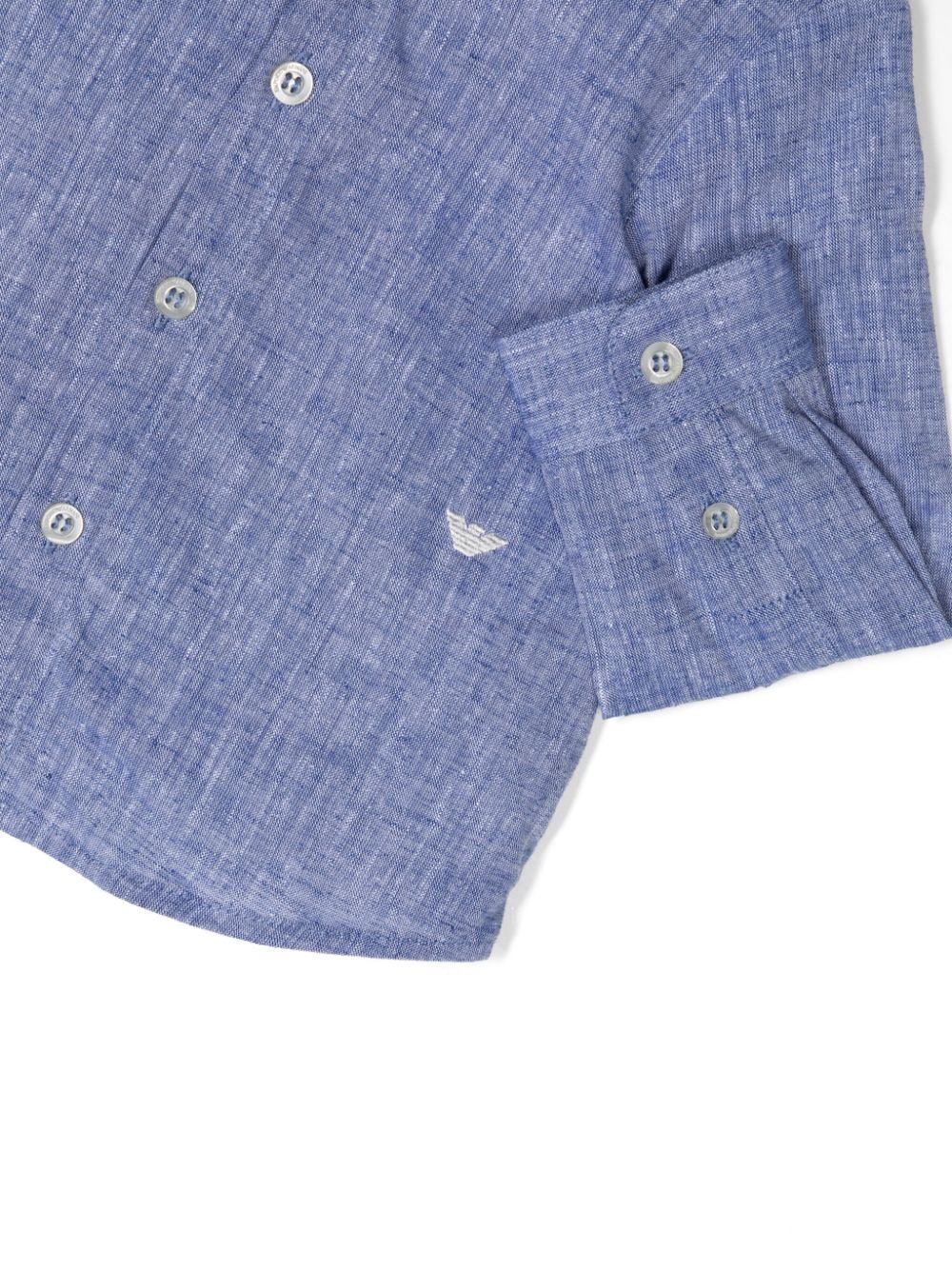 Shop Emporio Armani Classic-collar Chambray Shirt In 蓝色