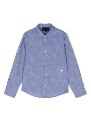 Emporio Armani Kids モノグラム デニムシャツ | ブルー | FARFETCH JP