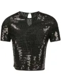 Mugler short-sleeved sequinned blouse - Black