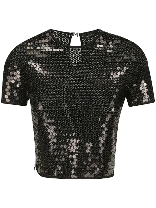 Blouse ornée de sequins à manches courtes - Mugler - Modalova