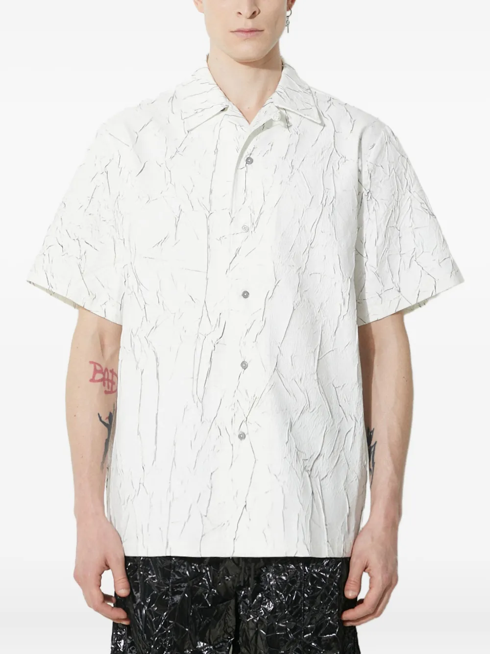 Han Kjøbenhavn crackle-print short-sleeve shirt - ホワイト Han Kjøbenhavn crackle-print short-sleeve shirt - ホワイト