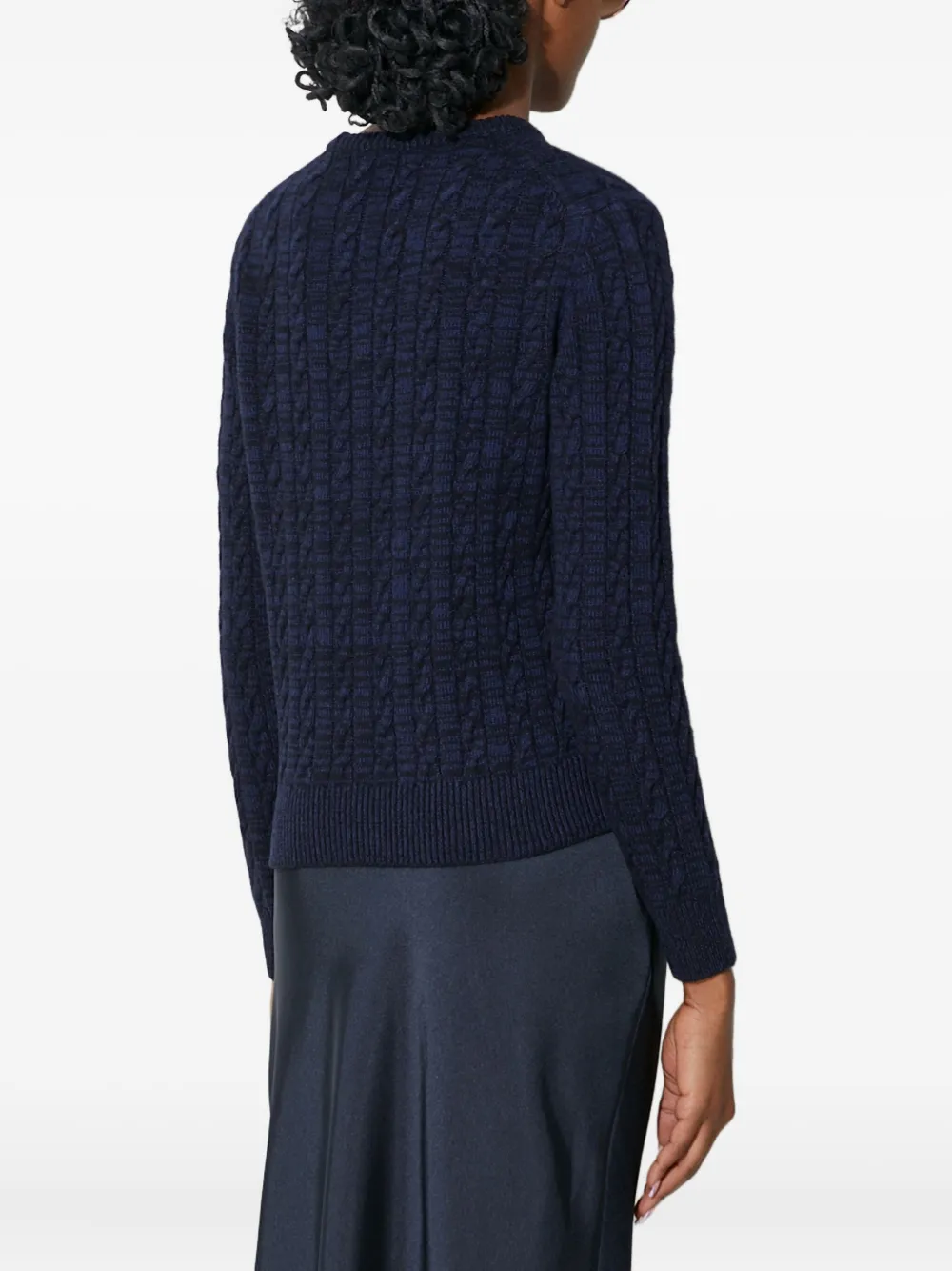 Lacoste Cable-knit Logo Sweater In Blue