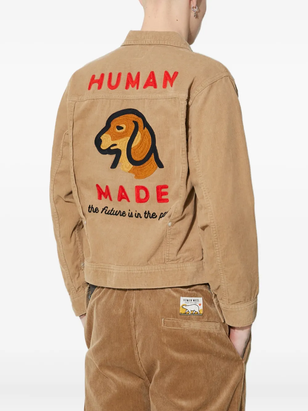 Human Made Ribfluwelen jack met geborduurd logo Beige