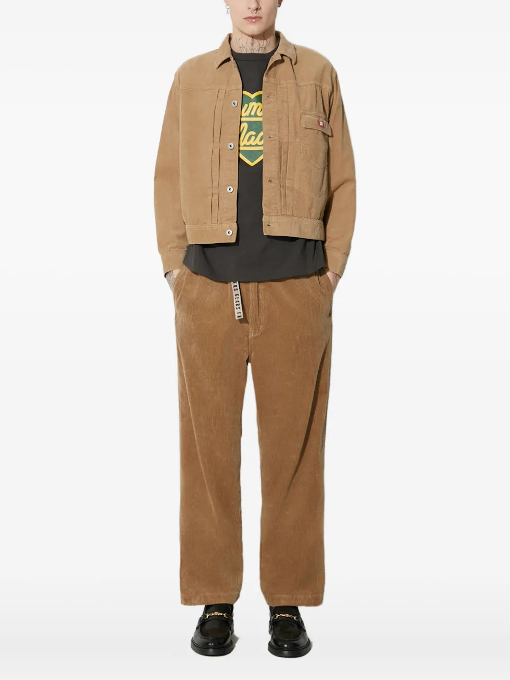 Human Made Ribfluwelen jack met geborduurd logo Beige