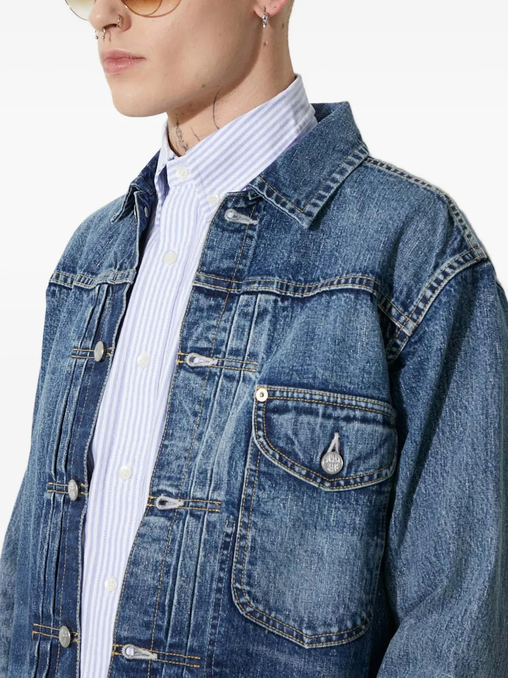 Human Made Denim jack met hartpatch Blauw