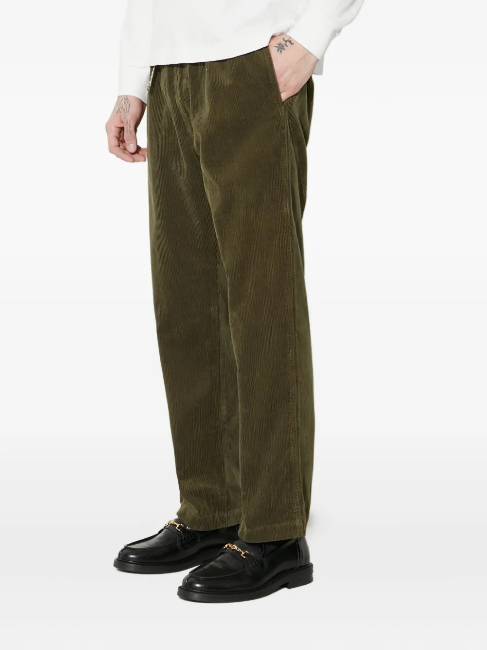 Human Made corduroy-wale trousers Groen