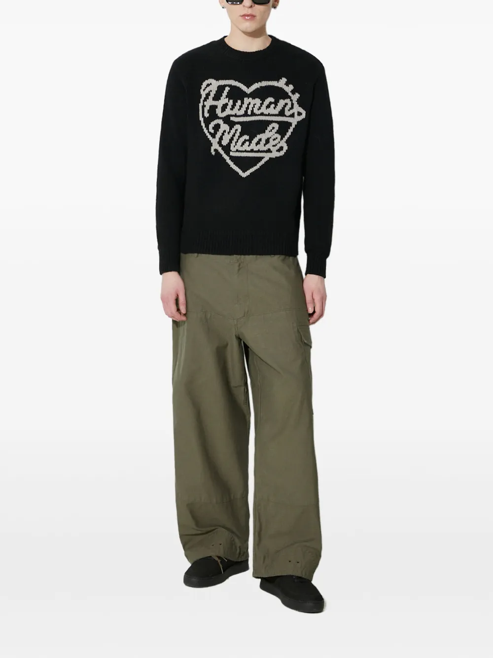 Human Made logo-patch trousers Groen