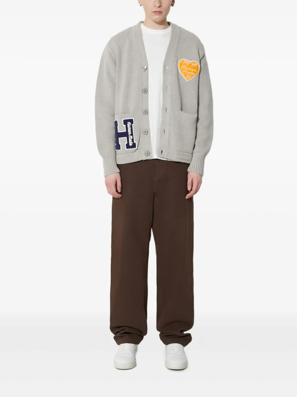 Human Made heart-patch cardigan | Grey | Image 1