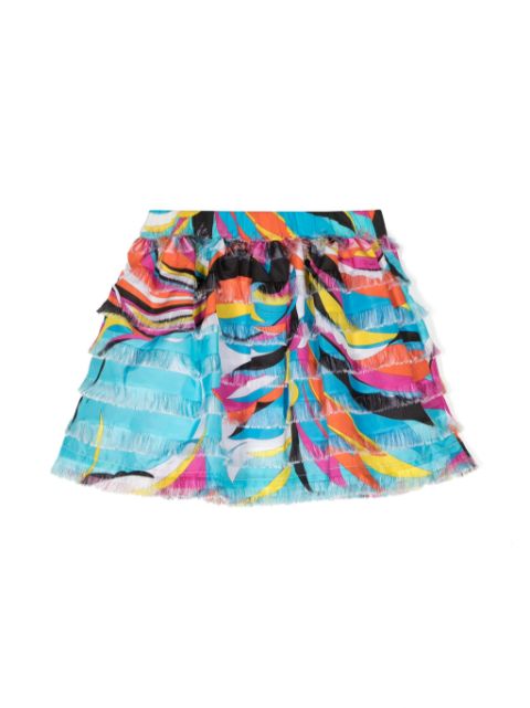 PUCCI Junior Swirl-print tiered skirt