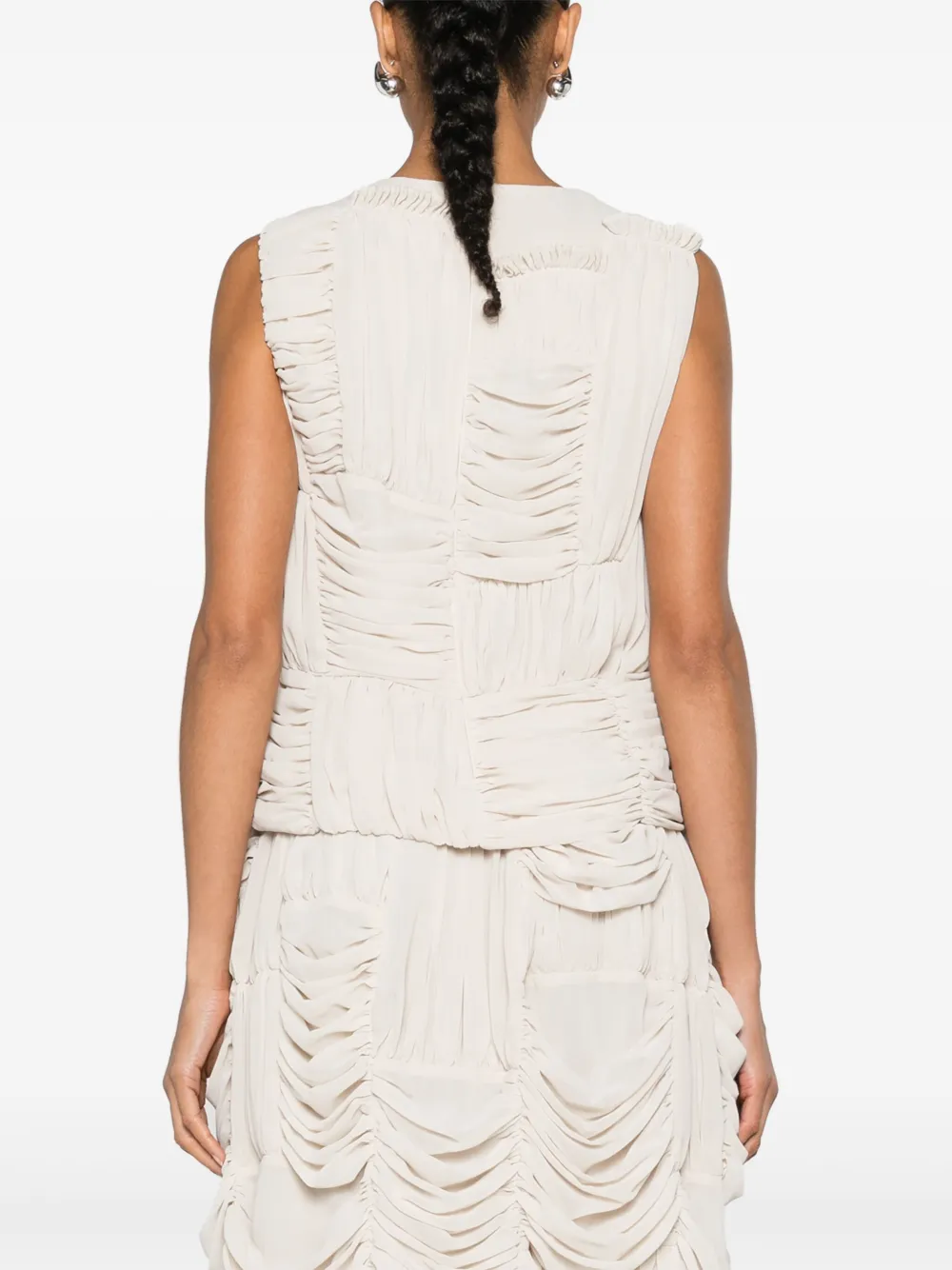 Shop Comme Des Garçons Comme Des Garçons Sleeveless Ruched Blouse In Neutrals