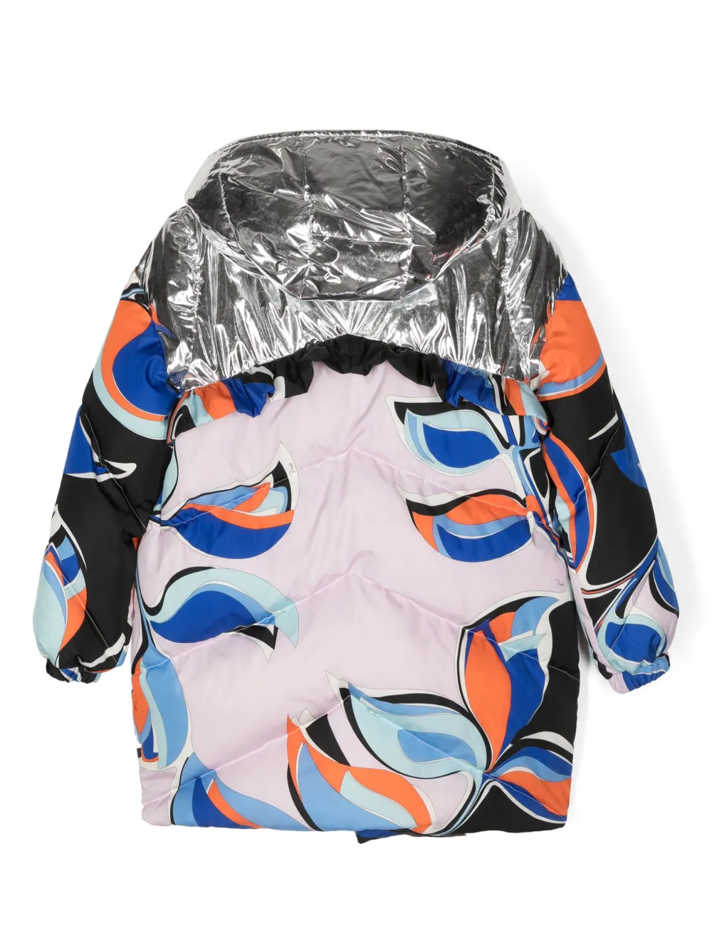 Shop Pucci Junior Abstract-print Hooded Jacket In Silver