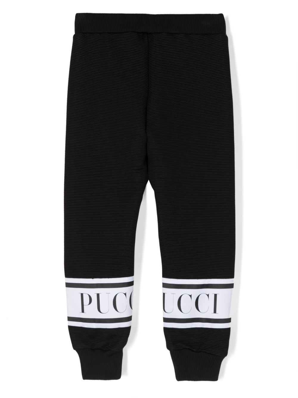 Shop Pucci Junior Logo-print Ribbed Track Pants In Black