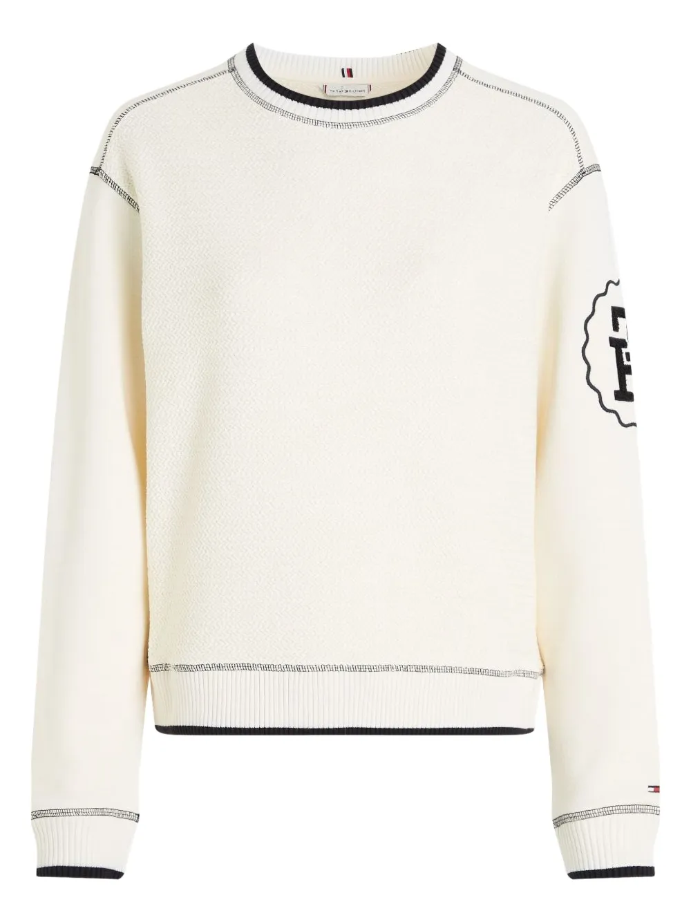 Tommy Hilfiger Sweater met contrasterend stiksel Wit