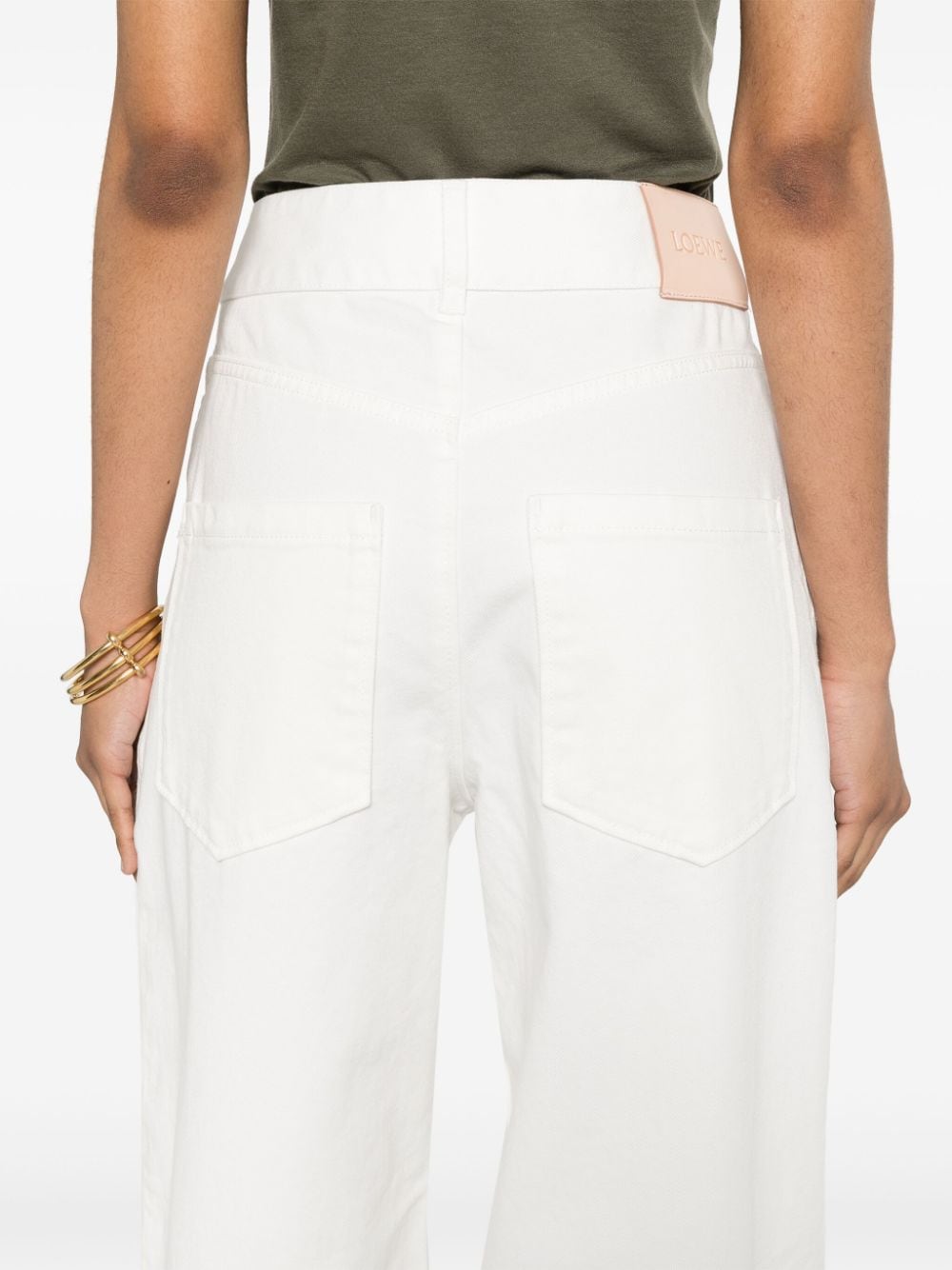 Shop Loewe Anagram Wide-leg Jeans In White