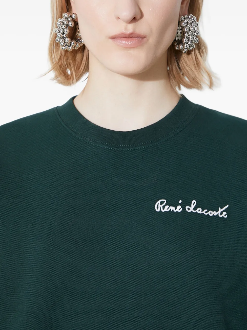 Lacoste Signature Crew-neck Sweatshirt In Green