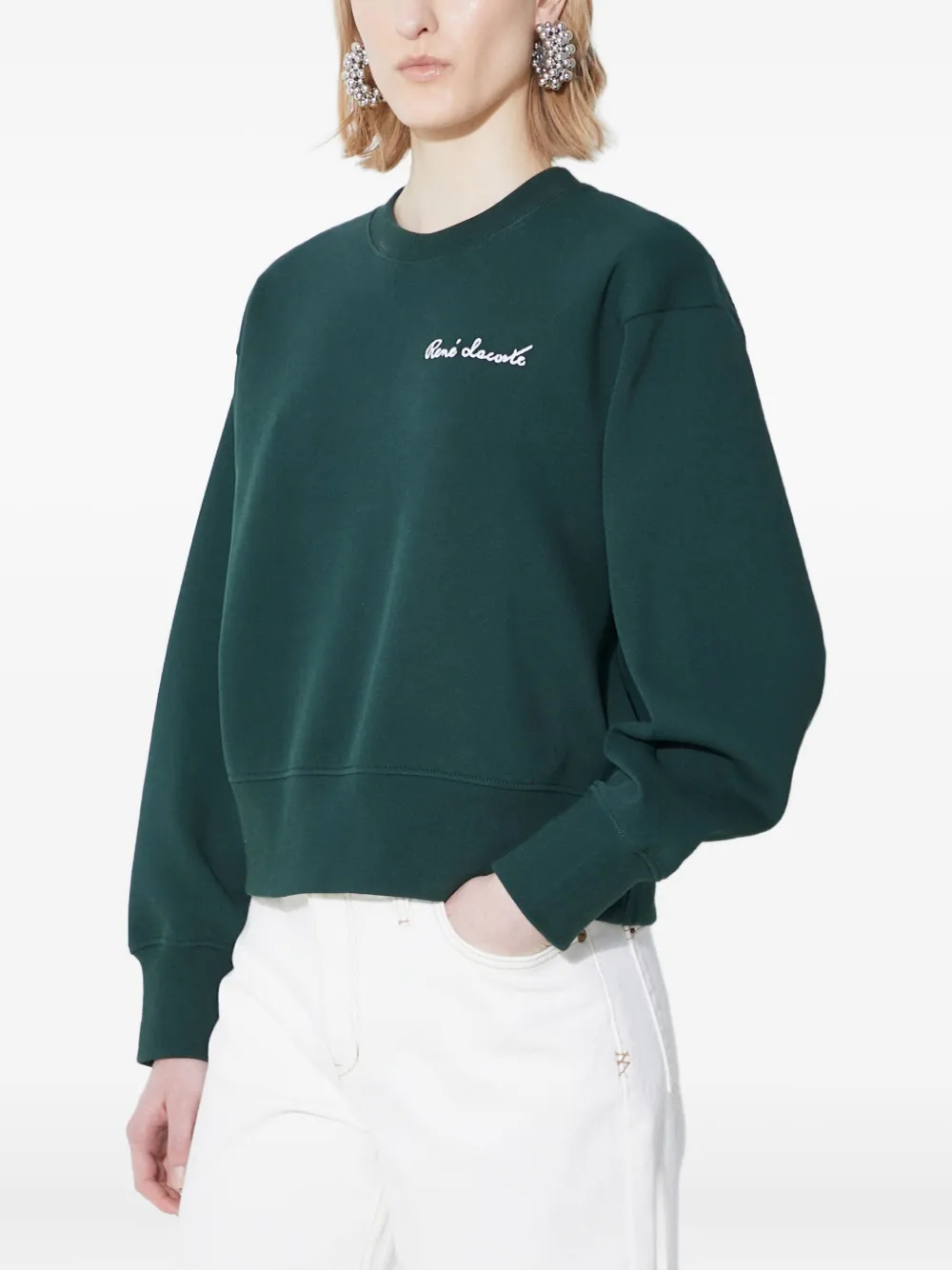 Lacoste Signature Crew-neck Sweatshirt In Green