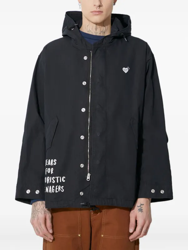 ジャケット・アウター HUMAN MADE HOODED JACKET Human Made logo-print Hooded Jacket | Black | FARFETCH