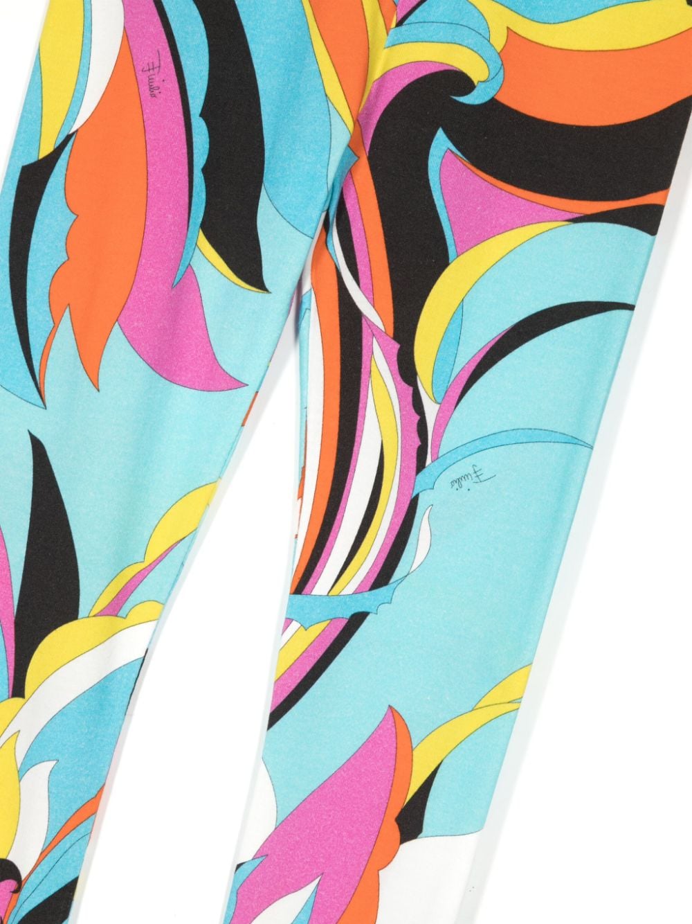 Shop Pucci Junior Abstract-print Cotton-blend Leggings In Blue