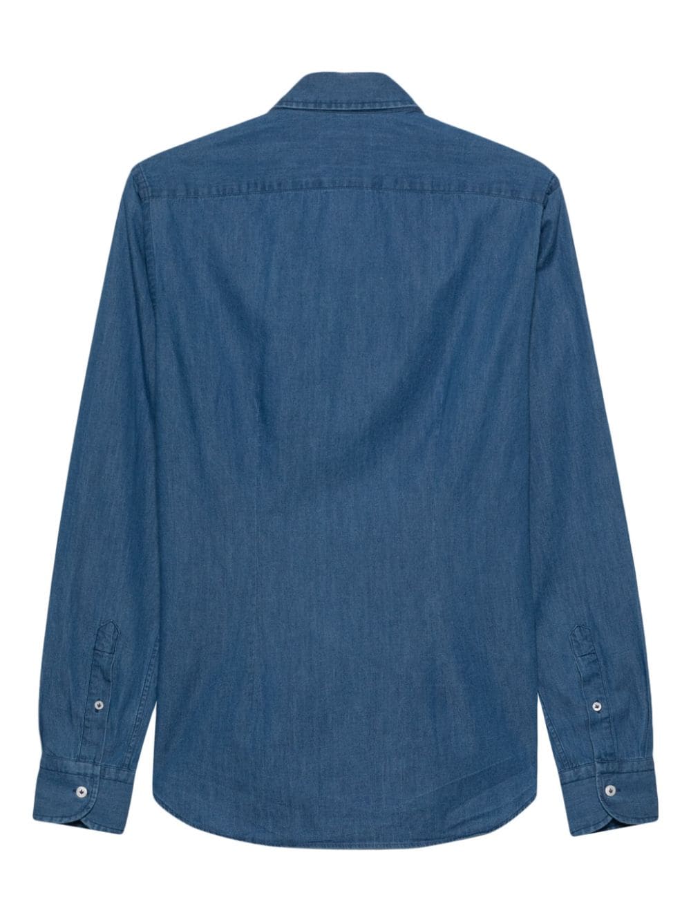 Shop Orian Chambray Cotton Shirt In Blue