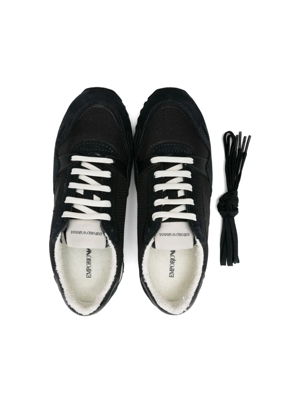 Emporio Armani Eagle-patch Mesh Sneakers In Blue