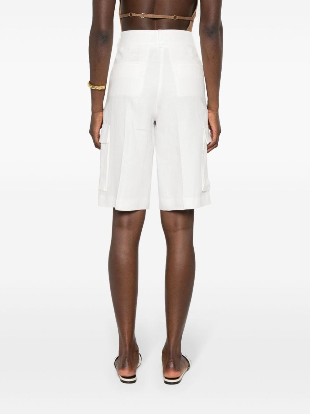 Shop Peserico Pleat-detail Linen Shorts In White