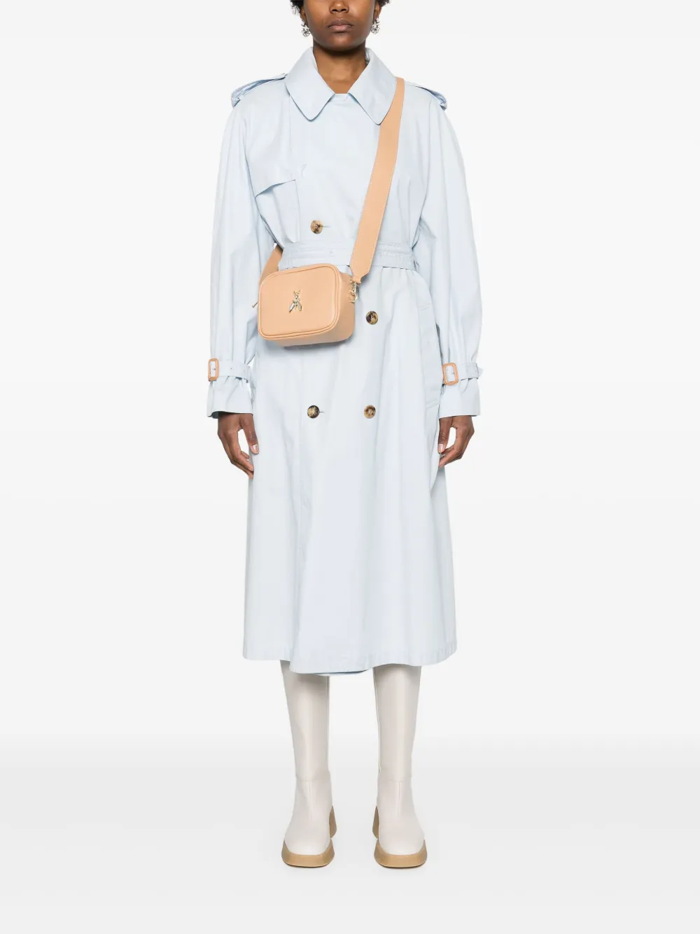 Patrizia Pepe Fly leren crossbodytas - Beige
