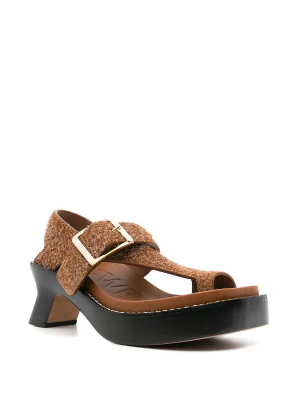 【関税&送料込】Loewe Sandals Brown LOEWE 70mm Ease brushed-suede Sandals | Brown | FARFETCH