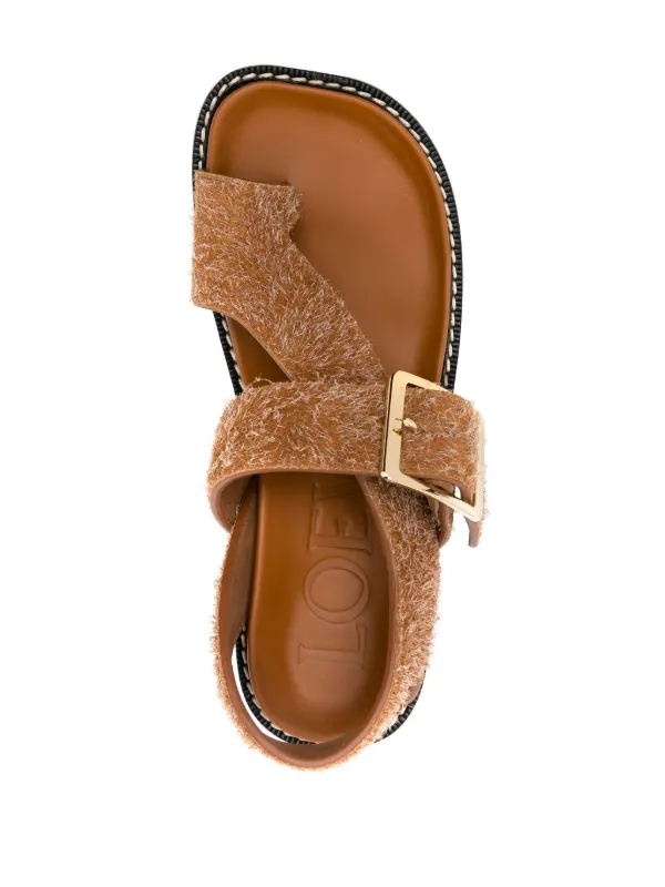 LOEWE 70mm Ease brushed-suede Sandals | Brown | FARFETCH