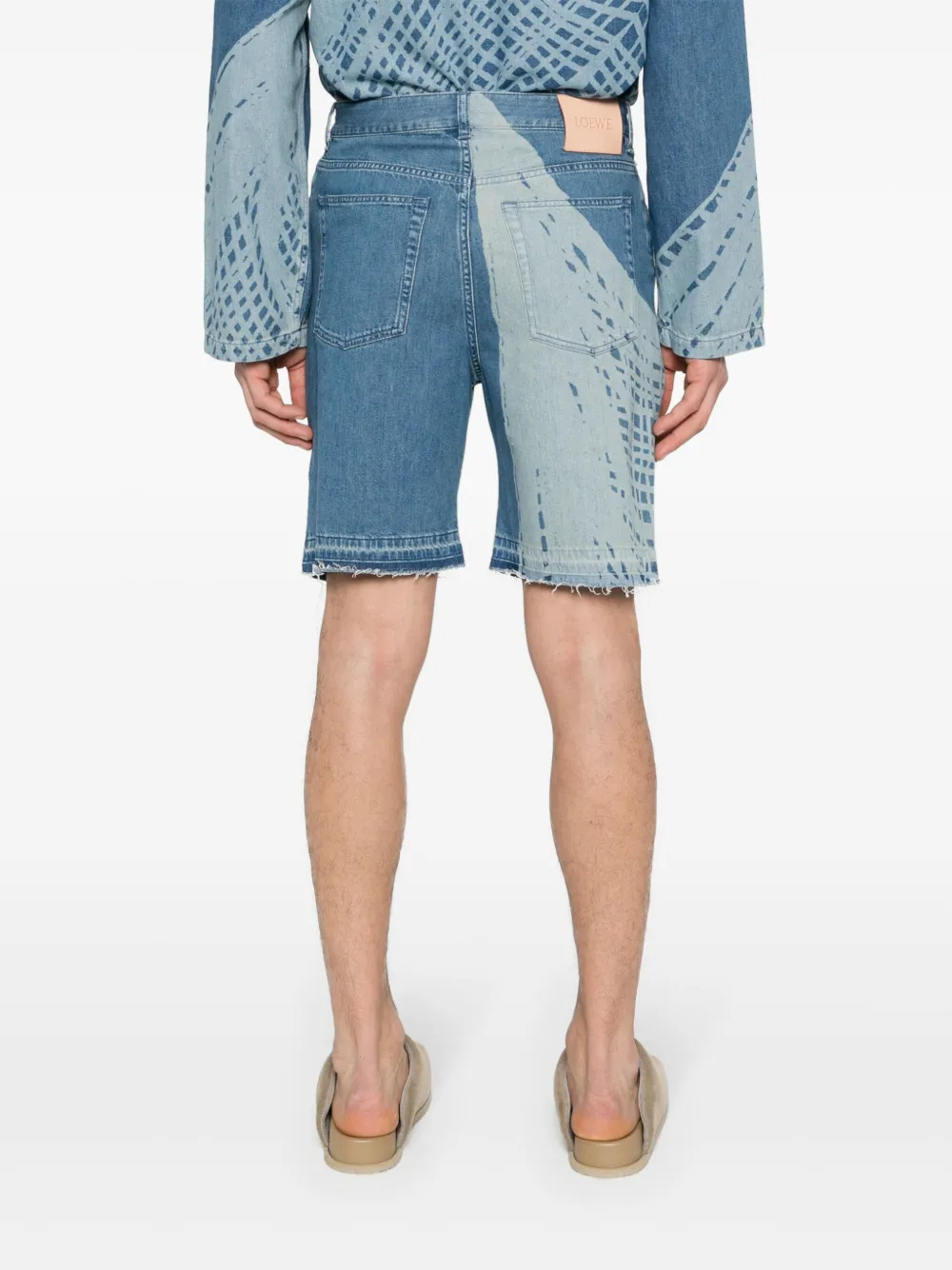 LOEWE Denim shorts met logopatch Blauw