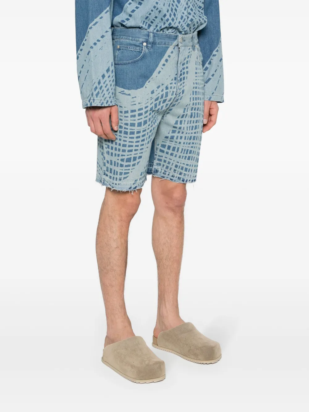 Loewe Logo-patch Denim Shorts - Blue 