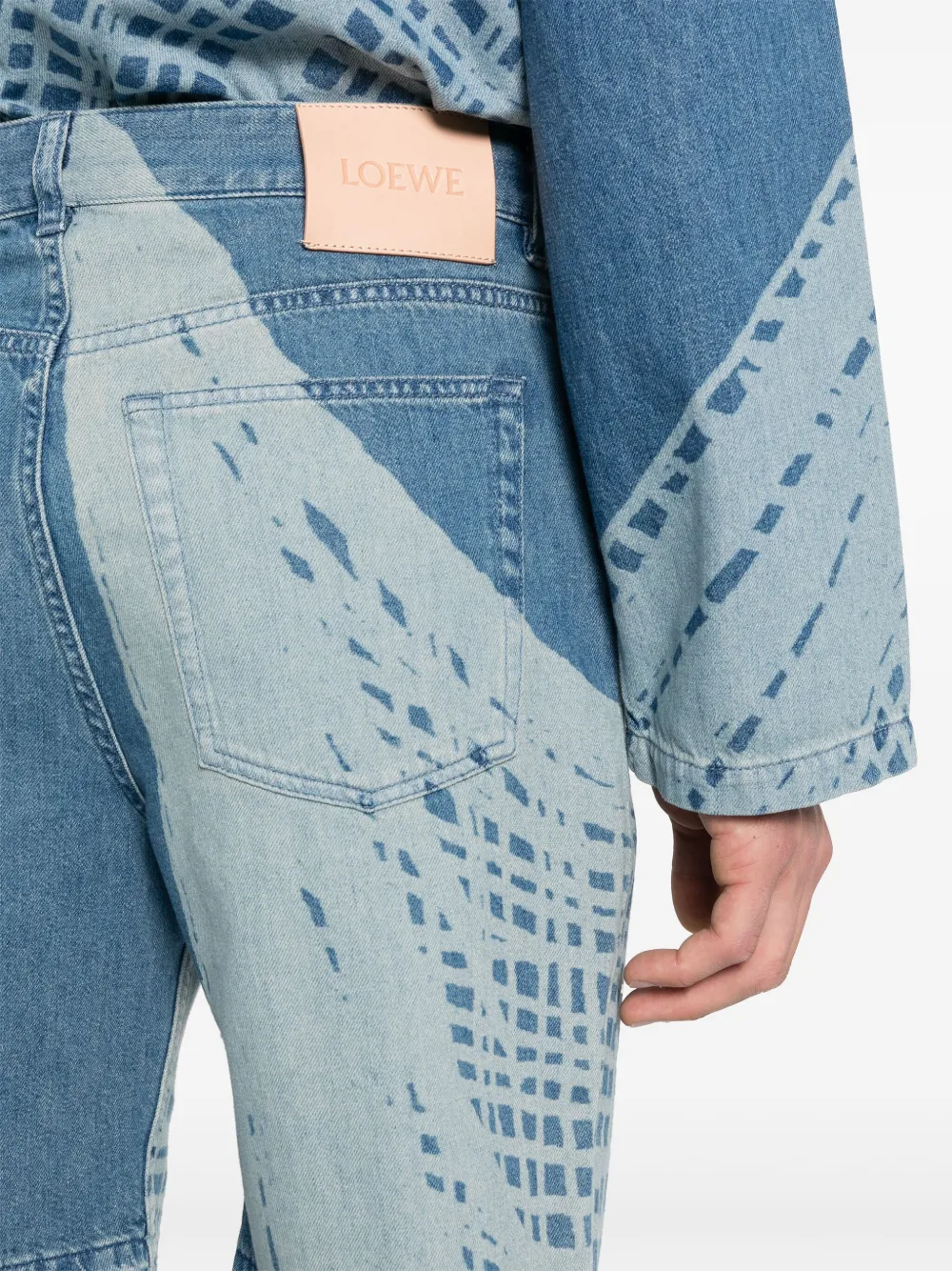 LOEWE Denim shorts met logopatch Blauw