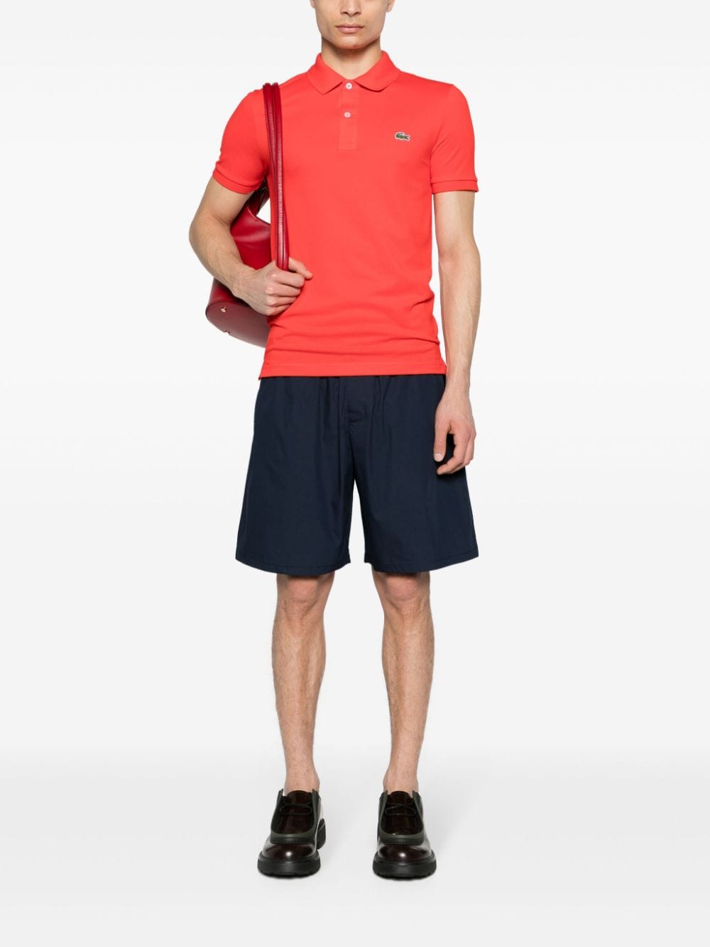 Lacoste logo-patch cotton polo shirt - Rood