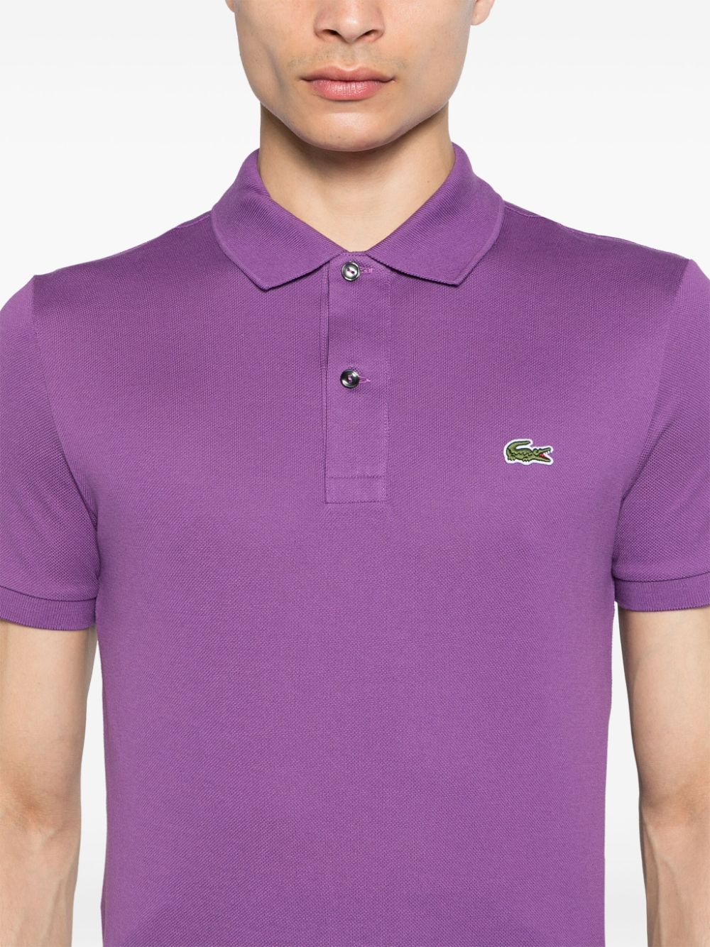 Shop Lacoste Logo-patch Cotton Polo Shirt In Purple