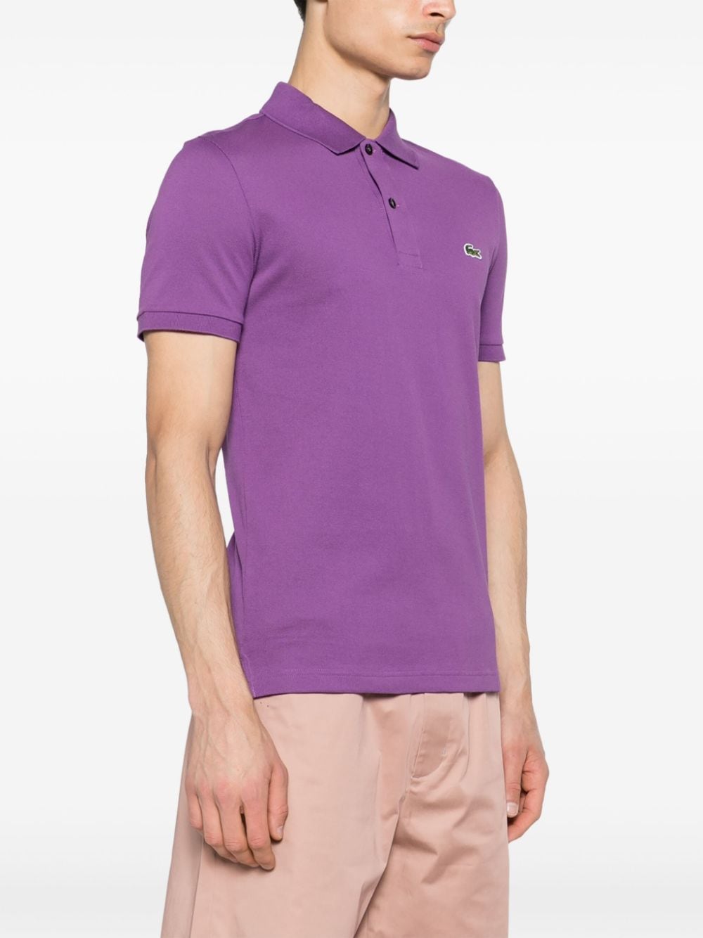 Shop Lacoste Logo-patch Cotton Polo Shirt In Purple