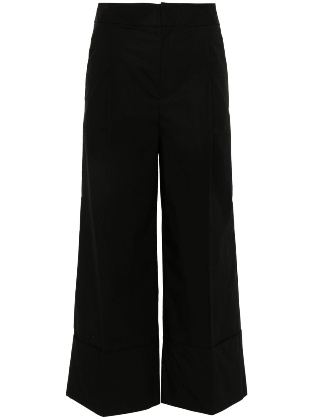 Twinset Cropped Straight Trousers In Black