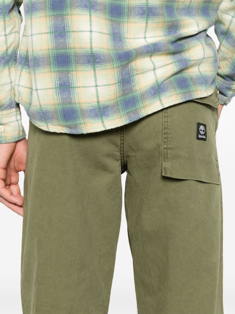 Shop Timberland Mid-rise Straight-leg Trousers In Green
